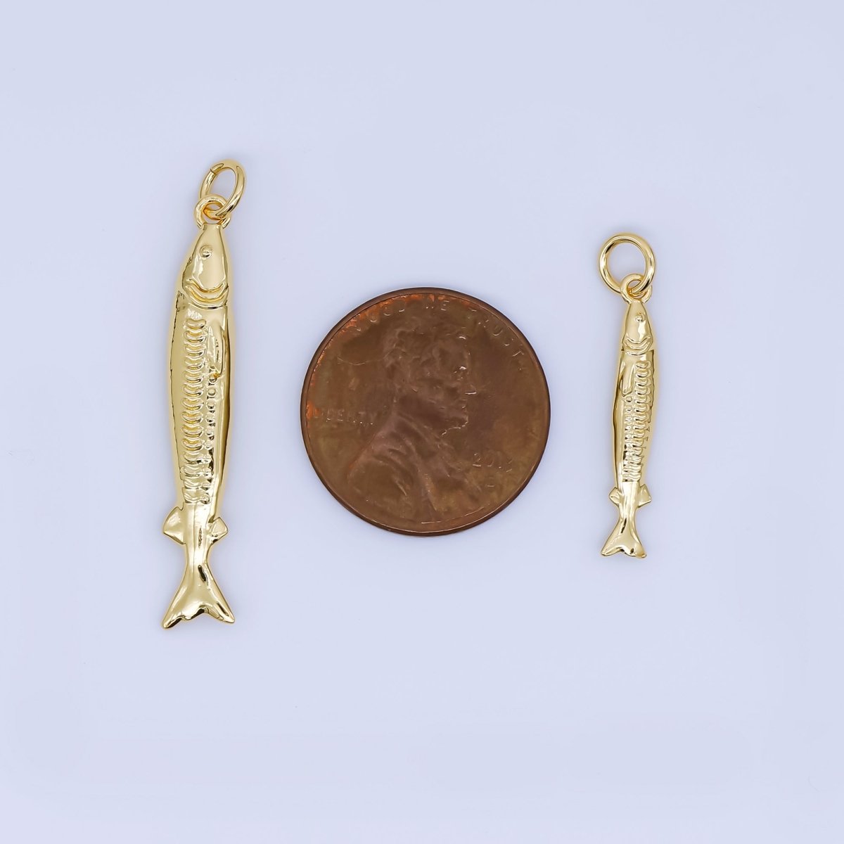24K Gold Filled Small sardine charm Under The Sea Ocean Fish Pendant | AJ466 AJ467 - DLUXCA