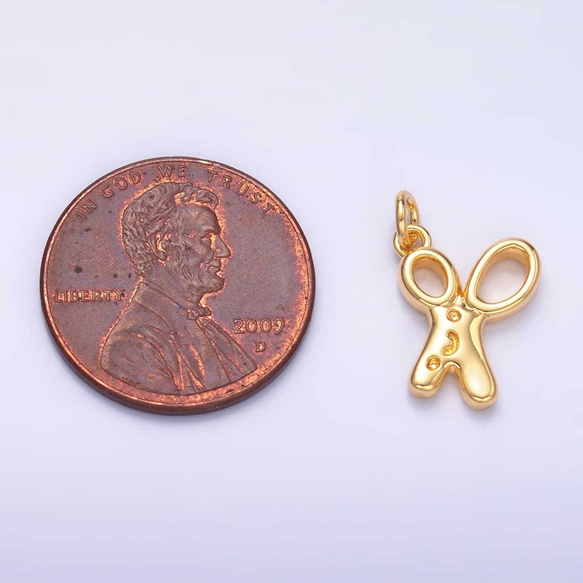 24K Gold Filled Smiley Face Scissor Mini Charm in Gold & Silver | M707 - DLUXCA