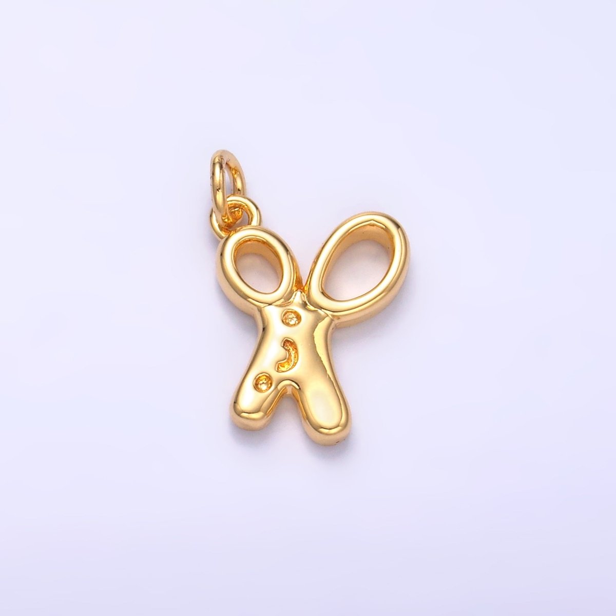 24K Gold Filled Smiley Face Scissor Mini Charm in Gold & Silver | M707 - DLUXCA