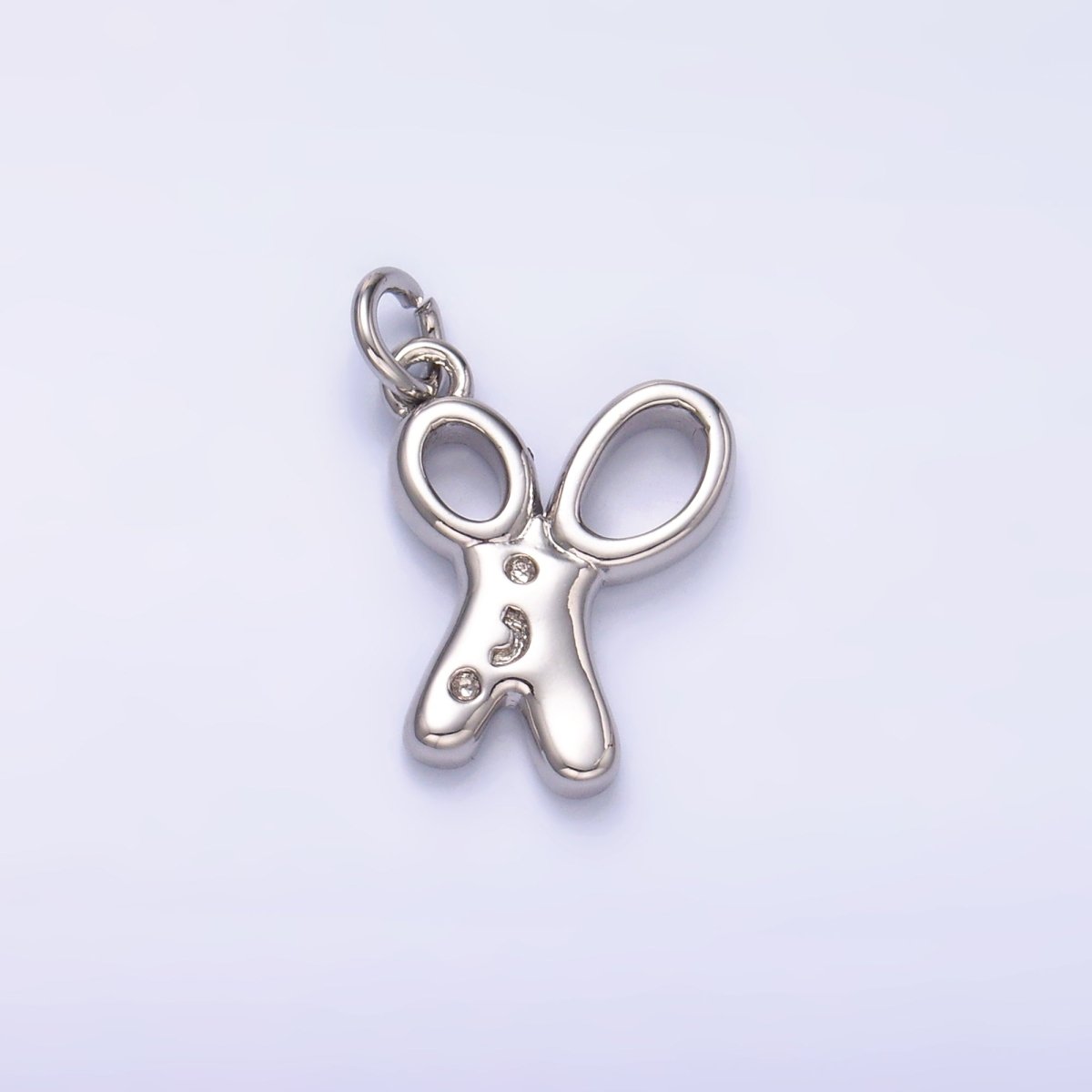 24K Gold Filled Smiley Face Scissor Mini Charm in Gold & Silver | M707 - DLUXCA