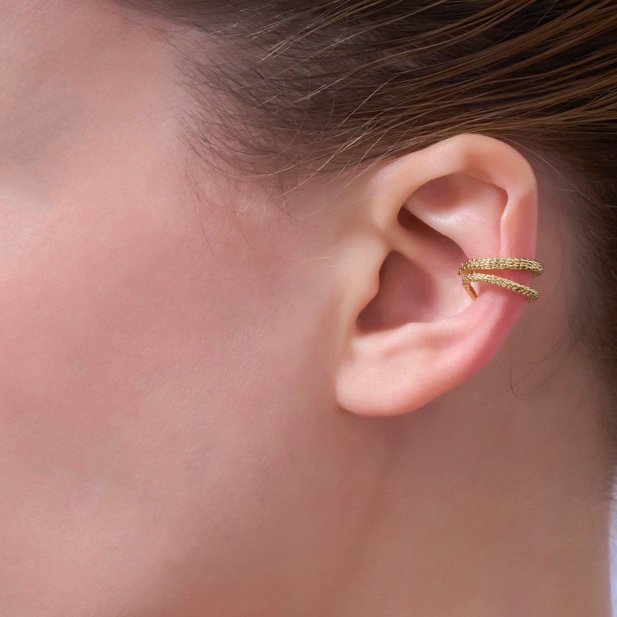 24K Gold Filled Snake Serpent Ear Cuff Earring | AI090 - DLUXCA
