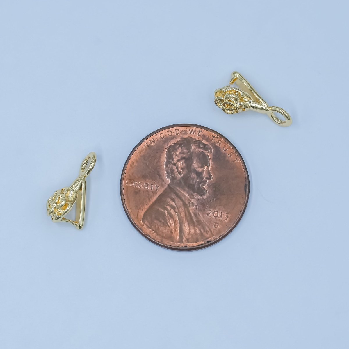 24K Gold Filled Snap Rose Flower Bail Finding | Z1125 - DLUXCA