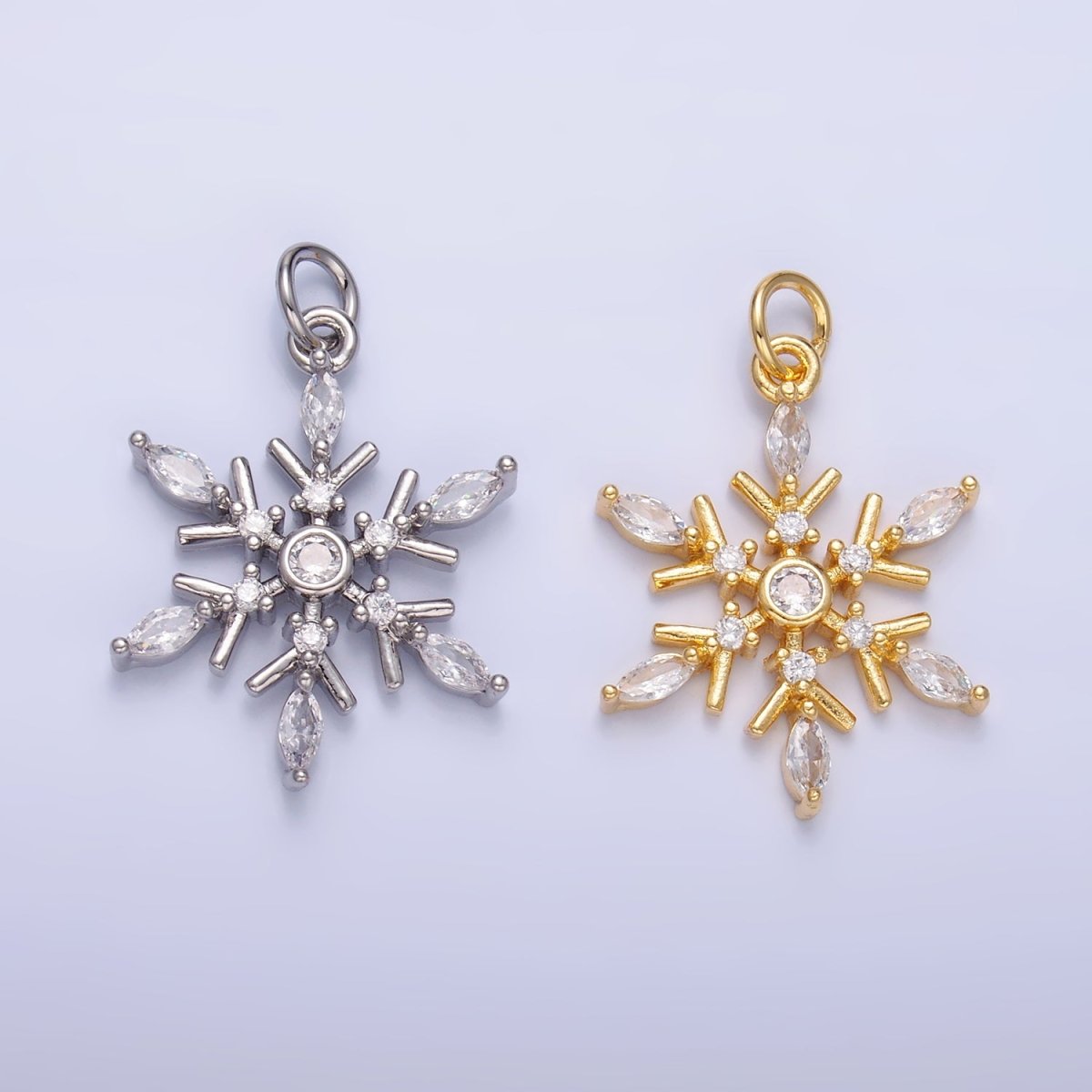 24K Gold Filled Snowdrop CZ Marquise Charm in Gold & Silver | W445 - DLUXCA