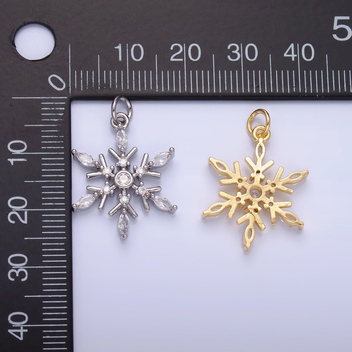 24K Gold Filled Snowdrop CZ Marquise Charm in Gold & Silver | W445 - DLUXCA