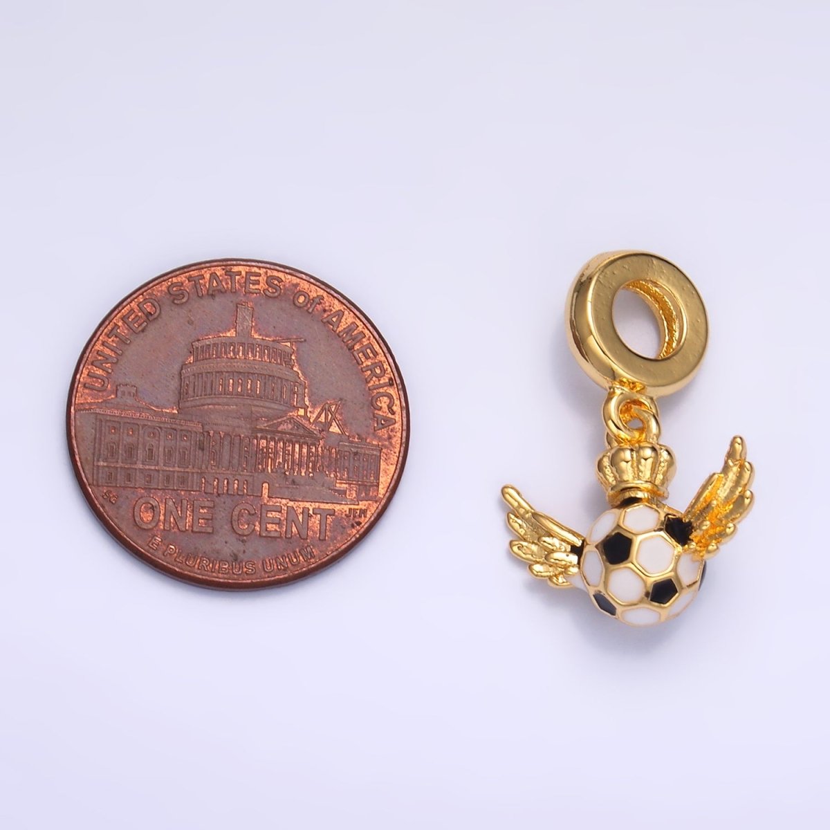 24K Gold Filled Soccer Wings Crown Rhondelle Drop Pendant | C888 - DLUXCA