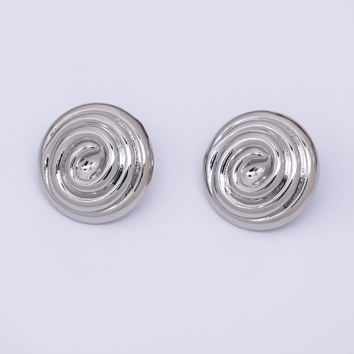 24K Gold Filled Spiral Circle Round Dainty Stud Earrings in Gold & Silver | AJ - 098 AJ - 099 - DLUXCA