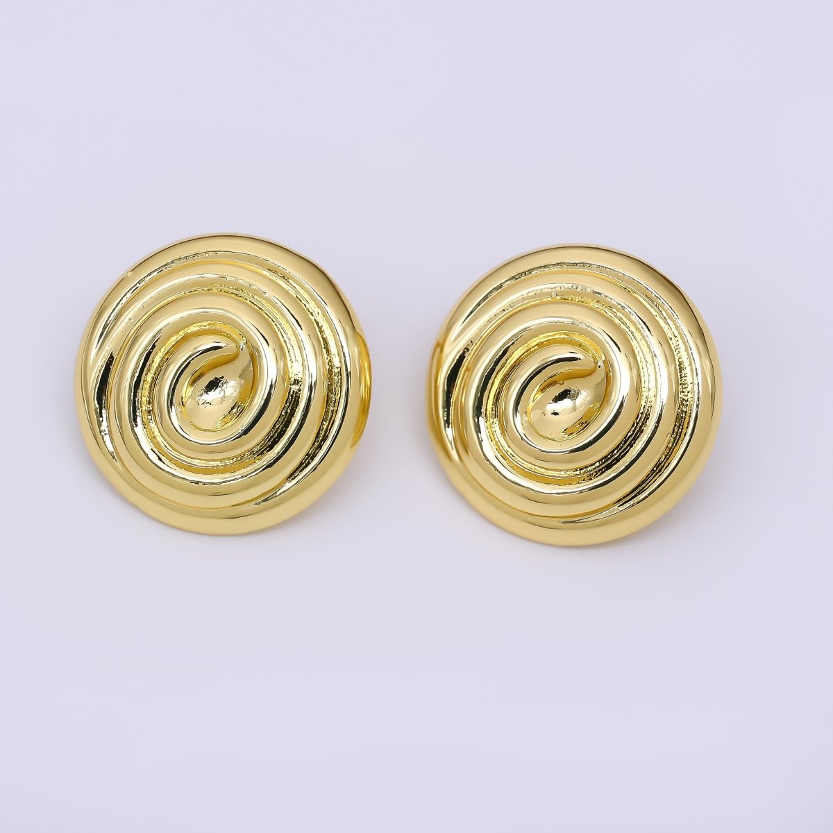 24K Gold Filled Spiral Circle Round Dainty Stud Earrings in Gold & Silver | AJ - 098 AJ - 099 - DLUXCA