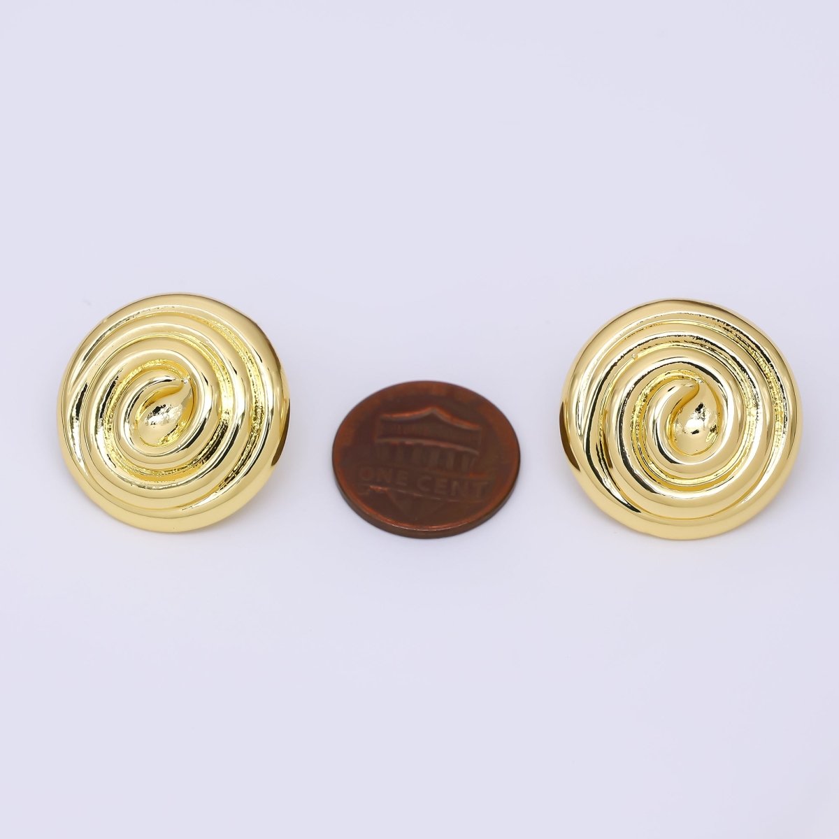 24K Gold Filled Spiral Circle Round Dainty Stud Earrings in Gold & Silver | AJ - 098 AJ - 099 - DLUXCA