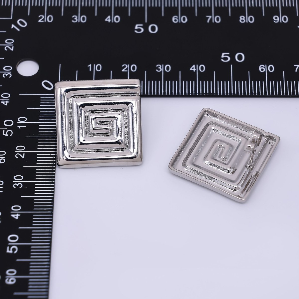 24K Gold Filled Spiral Square Dainty Stud Earrings in Gold & Silver | AJ - 096 AJ - 097 - DLUXCA