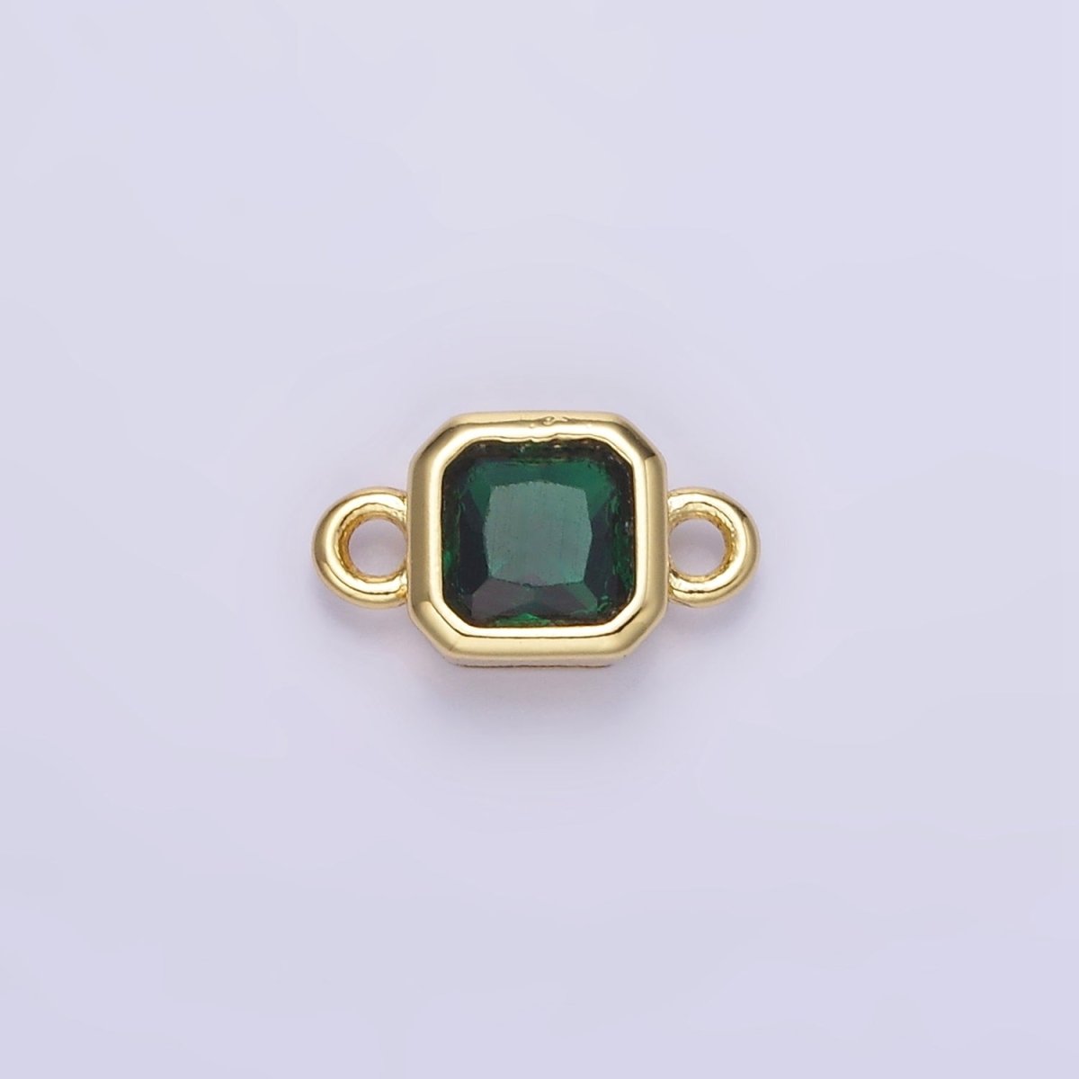 24K Gold Filled Square CZ Edged Bezel Connector in Gold & Silver | G472 - G483 - DLUXCA