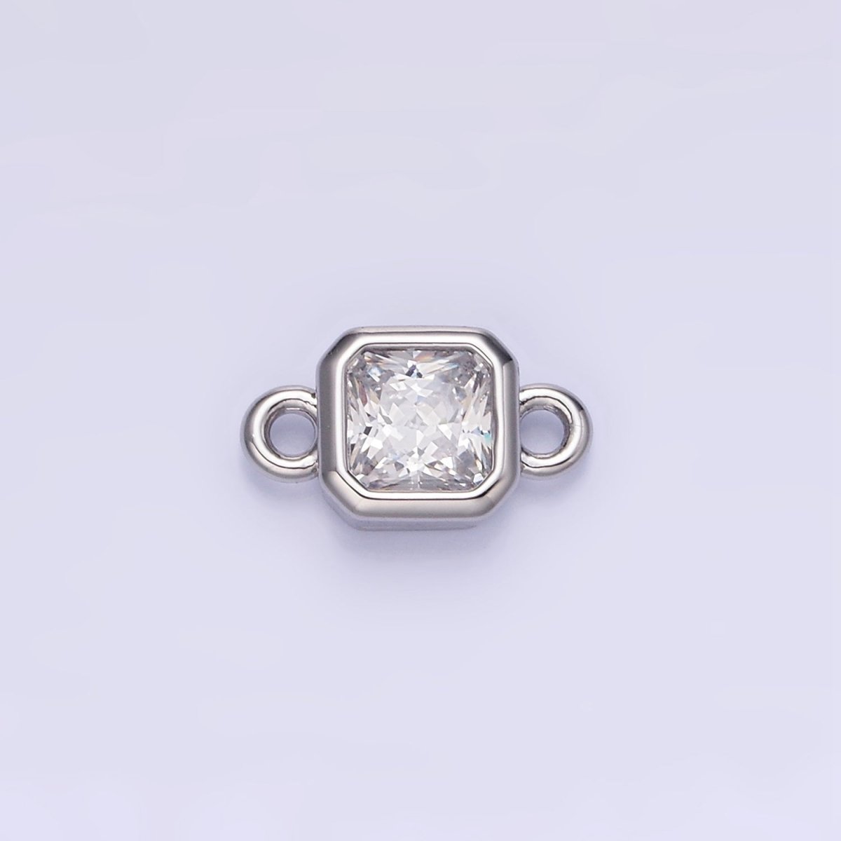 24K Gold Filled Square CZ Edged Bezel Connector in Gold & Silver | G472 - G483 - DLUXCA