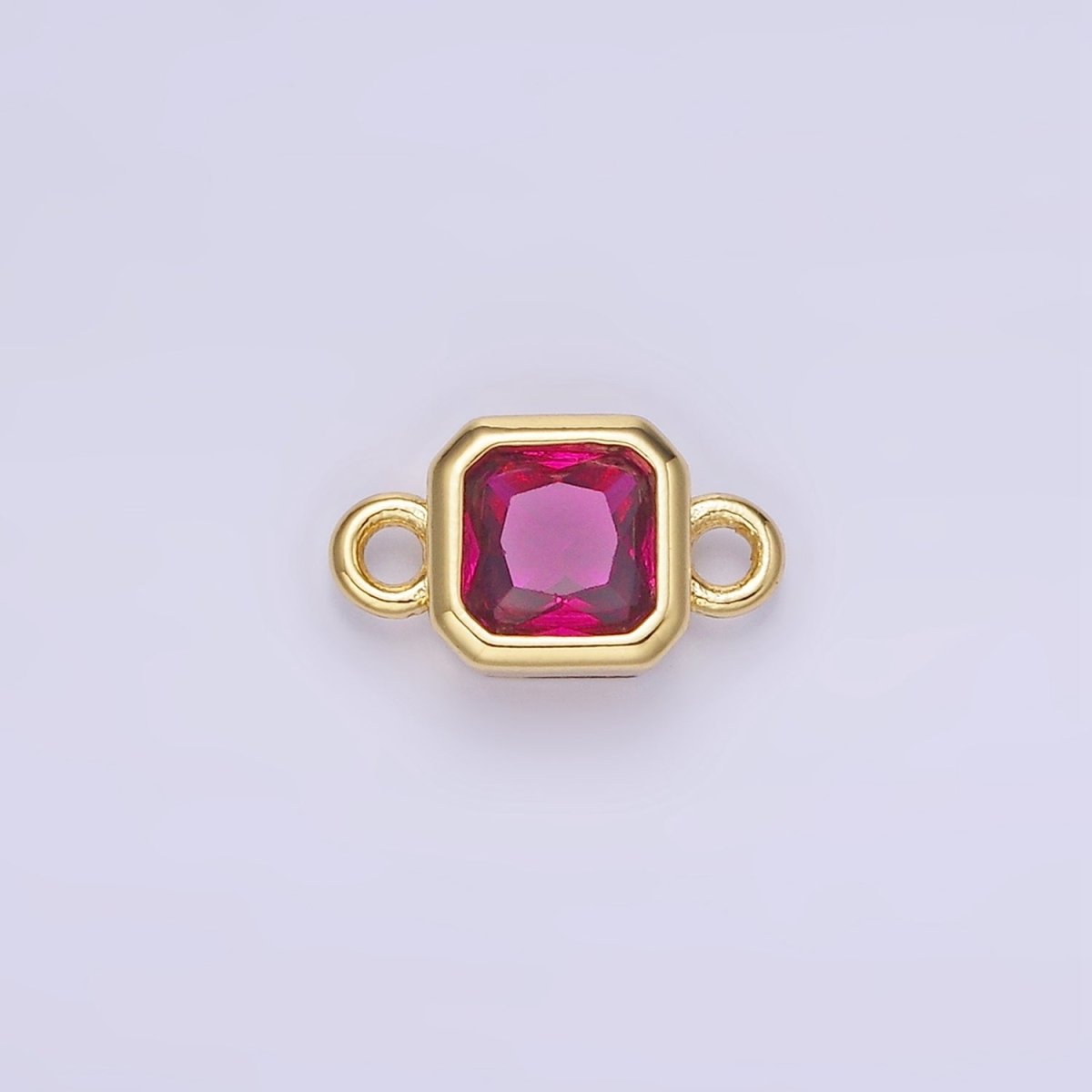 24K Gold Filled Square CZ Edged Bezel Connector in Gold & Silver | G472 - G483 - DLUXCA