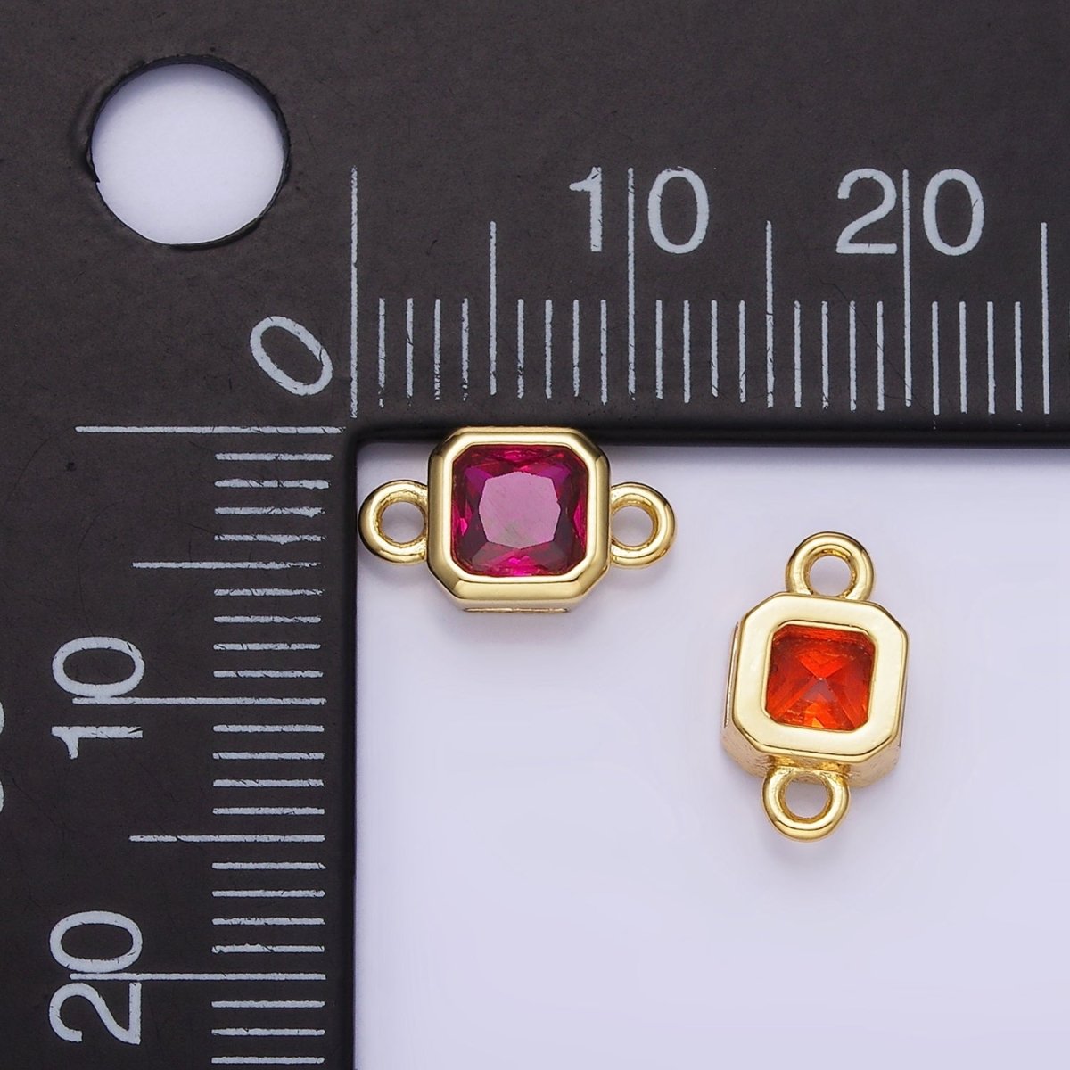 24K Gold Filled Square CZ Edged Bezel Connector in Gold & Silver | G472 - G483 - DLUXCA