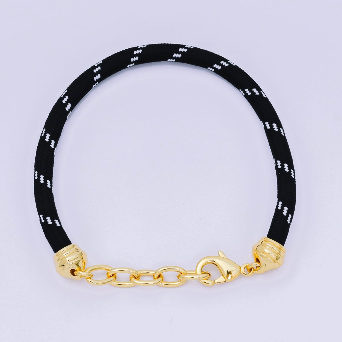 24K Gold Filled Summer Friendship Rope Chain Cord Bracelet in Black & Brown | WA - 3401 - WA - 3402 - DLUXCA