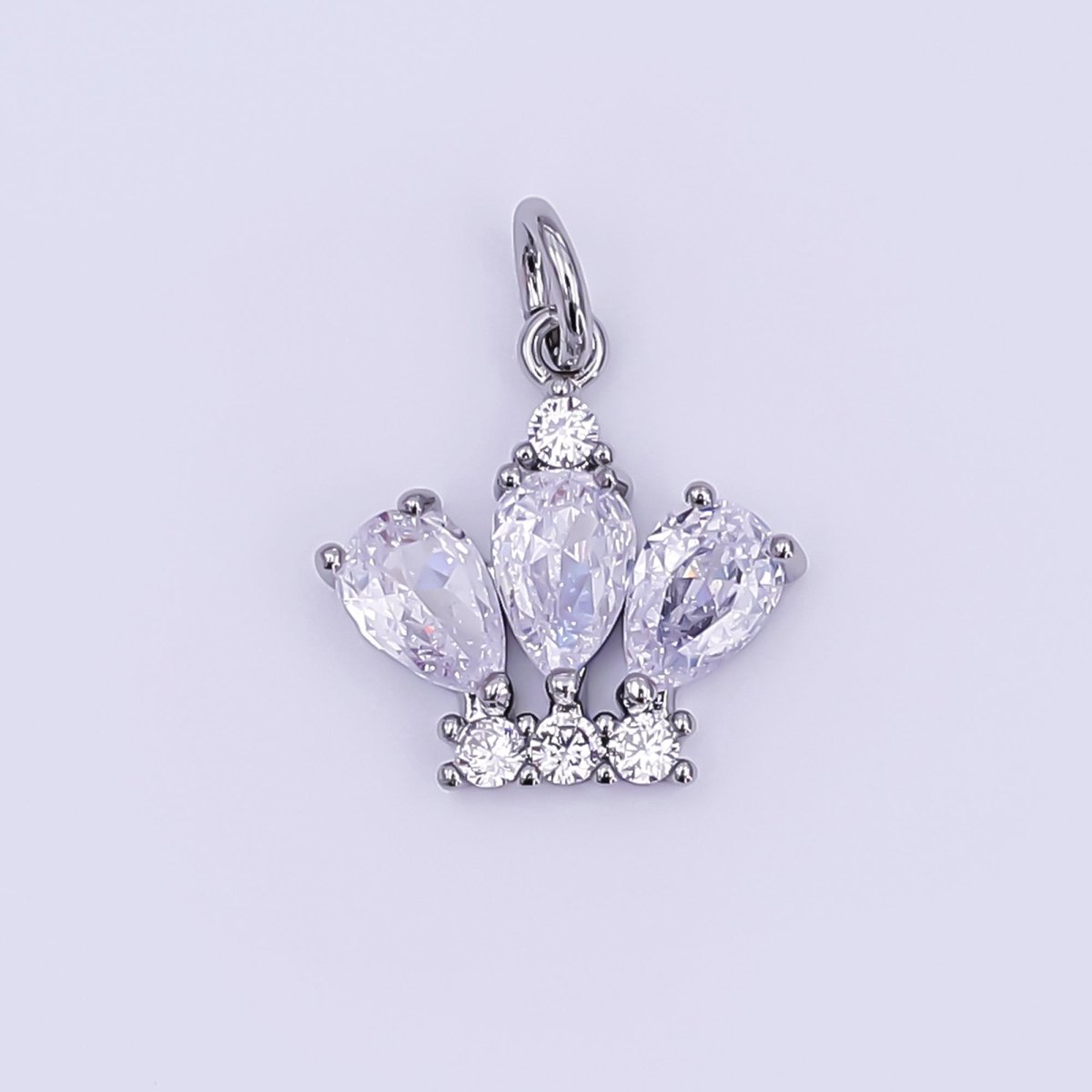 24K Gold Filled Teardrop CZ Micro Paved Charm in Gold & Silver | AJ327 - DLUXCA