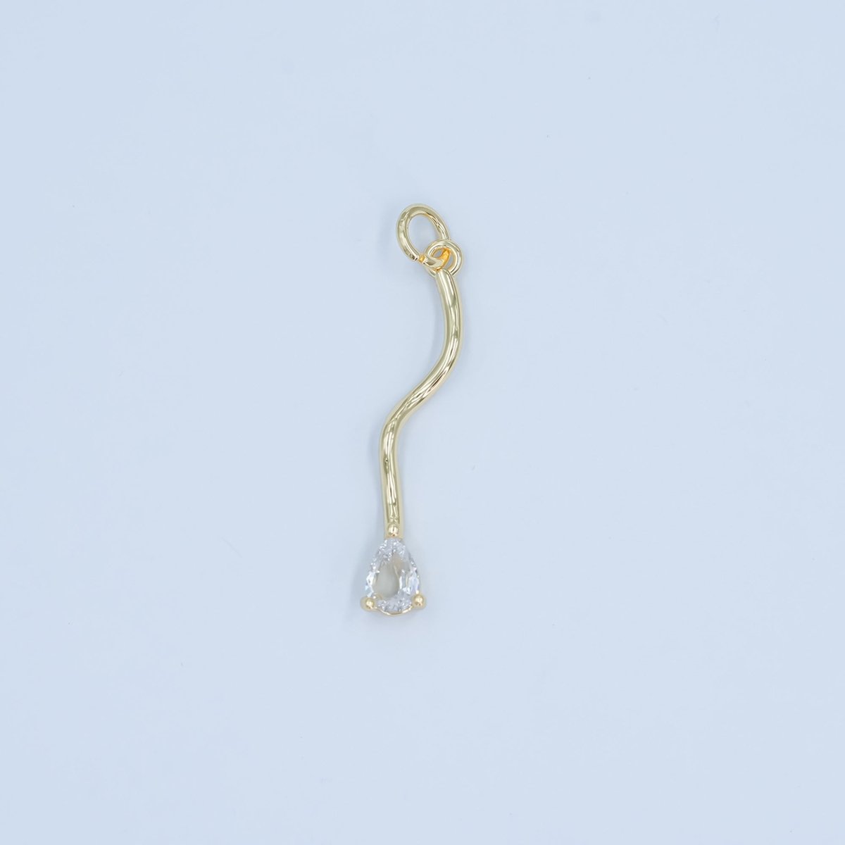 24K Gold Filled Teardrop CZ Molten Drip Charm in Gold & Silver | E181 - DLUXCA