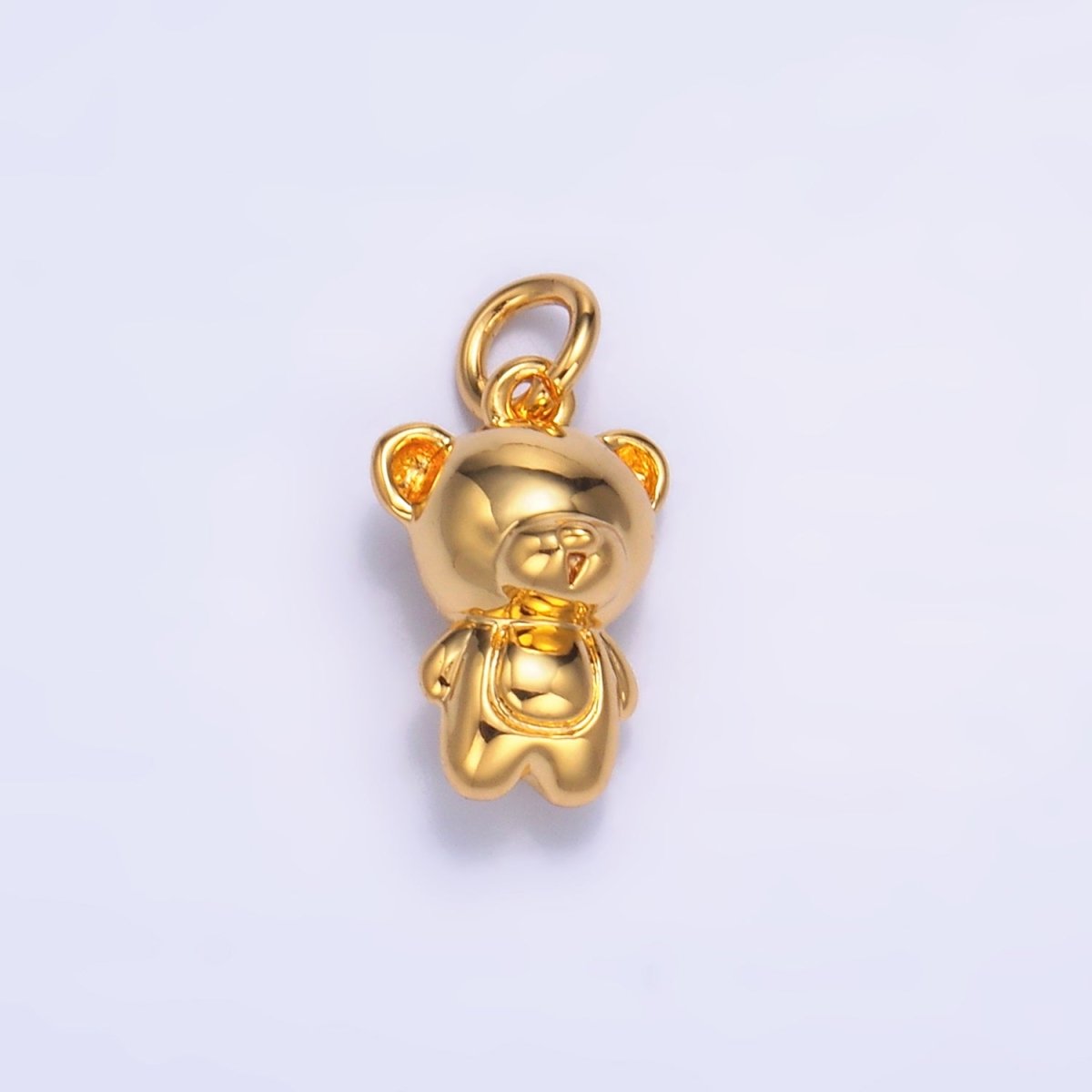 24K Gold Filled Teddy Bear 3D Multidimensional Charm in Gold & Silver | W877 - DLUXCA