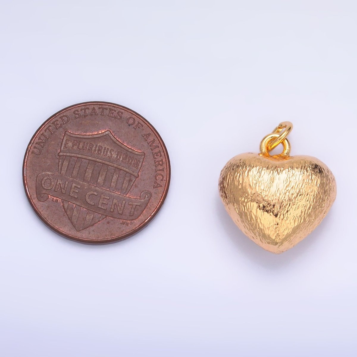 24K Gold Filled Textured Chubby Heart Multidimensional 3D Charm | W264 - DLUXCA