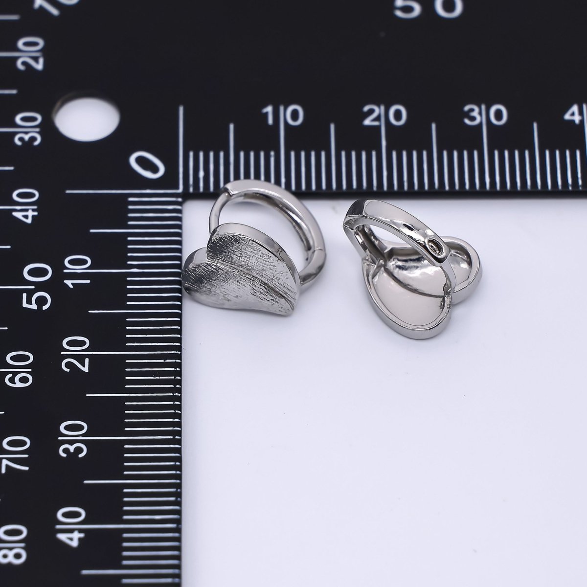 24K Gold Filled Textured Heart Huggie Earrings in Gold & Silver | AJ - 036 AJ - 037 - DLUXCA