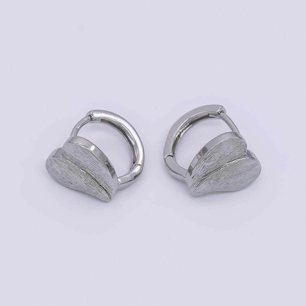 24K Gold Filled Textured Heart Huggie Earrings in Gold & Silver | AJ - 036 AJ - 037 - DLUXCA