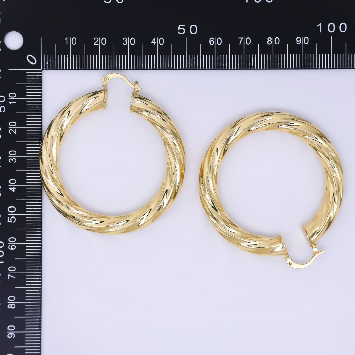 24K Gold Filled Thick & Spiral Golden Twist French Lock Hoops Earrings | AJ - 100 - DLUXCA