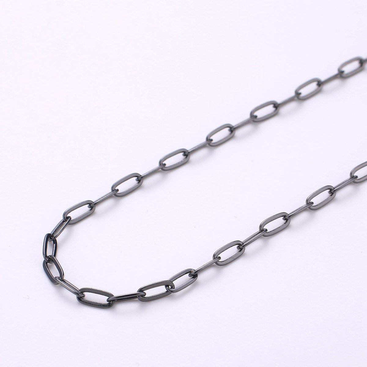 24K Gold Filled Thin PAPER CLIP Elongated Layer Necklace Oval Link Chain Delicate Chain, Unfinished Chain by Yard For Necklace Bracelet Component | ROLL - 039 - DLUXCA
