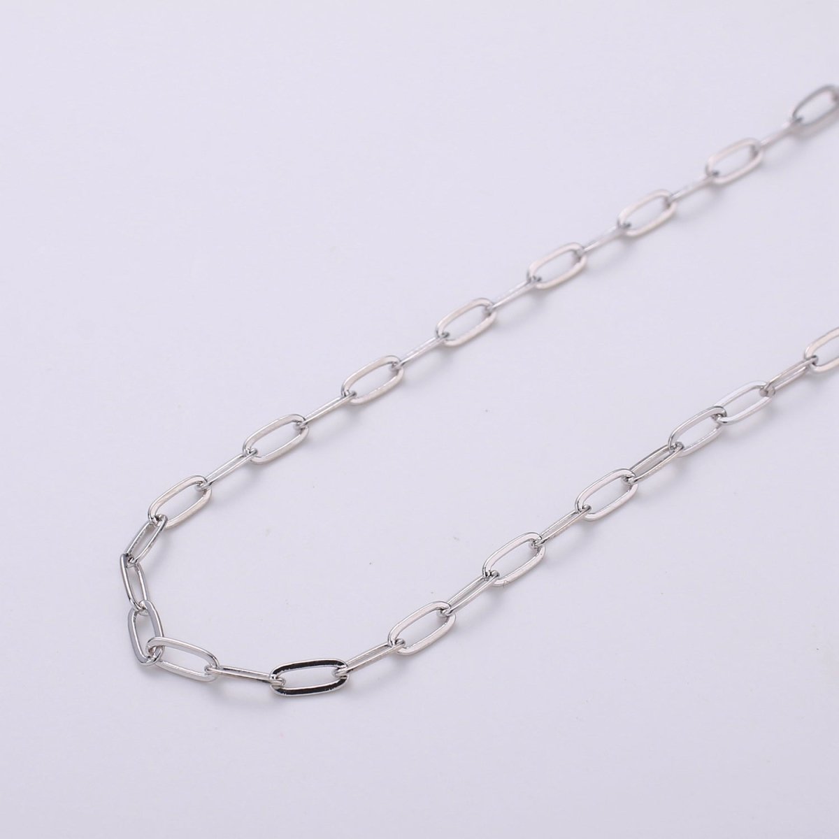 24K Gold Filled Thin PAPER CLIP Elongated Layer Necklace Oval Link Chain Delicate Chain, Unfinished Chain by Yard For Necklace Bracelet Component | ROLL - 039 - DLUXCA