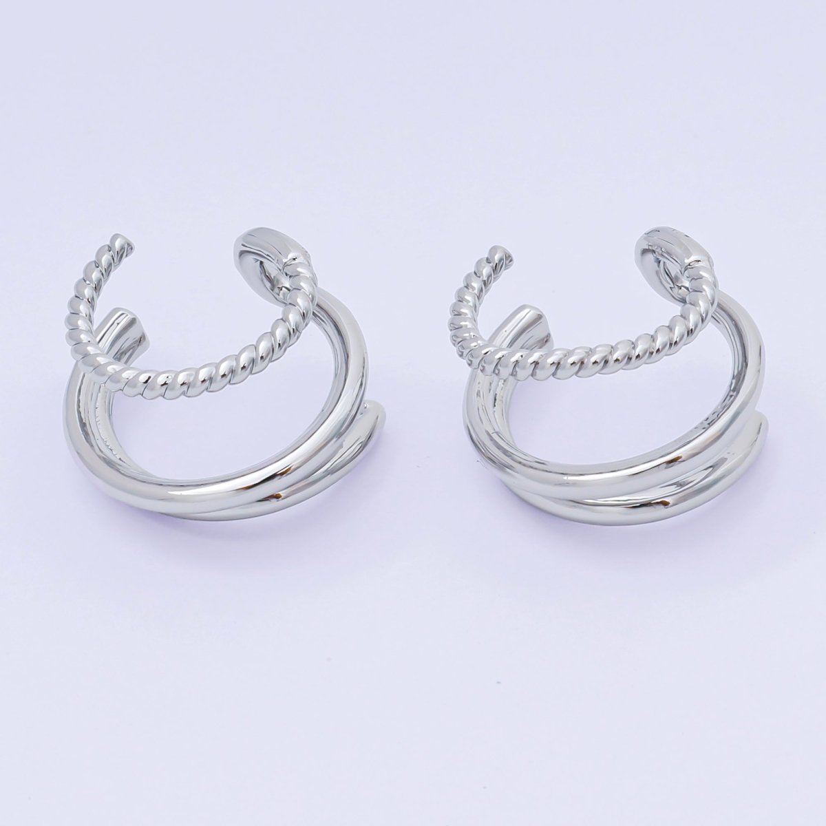 24K Gold Filled Three Styles Band Ear Cuff Earrings in Gold & Silver | AI184 AI185 - DLUXCA