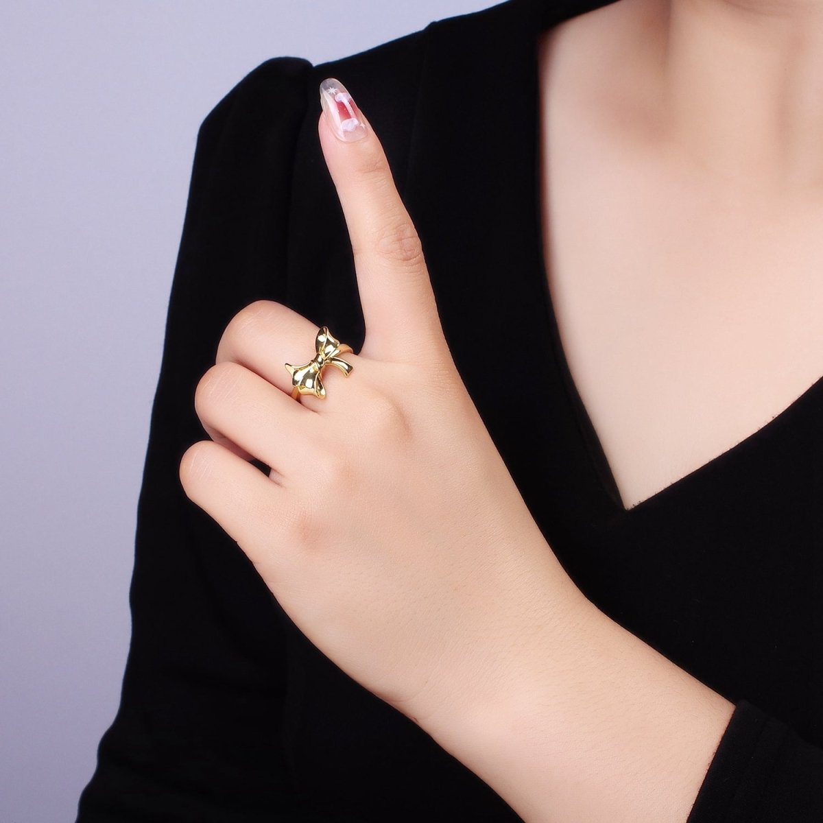 24K Gold Filled Tied Ribbon Bow Minimalist Ring | R210 - DLUXCA