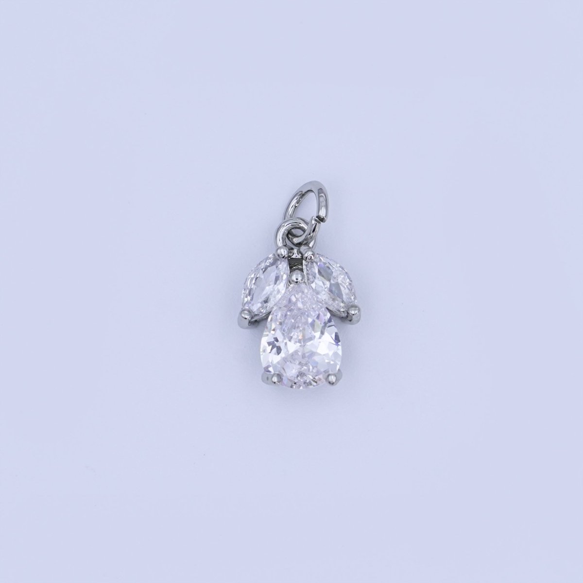 24K Gold Filled Triple Clear CZ Teardrop Charm in Gold & Silver | AF479 - DLUXCA
