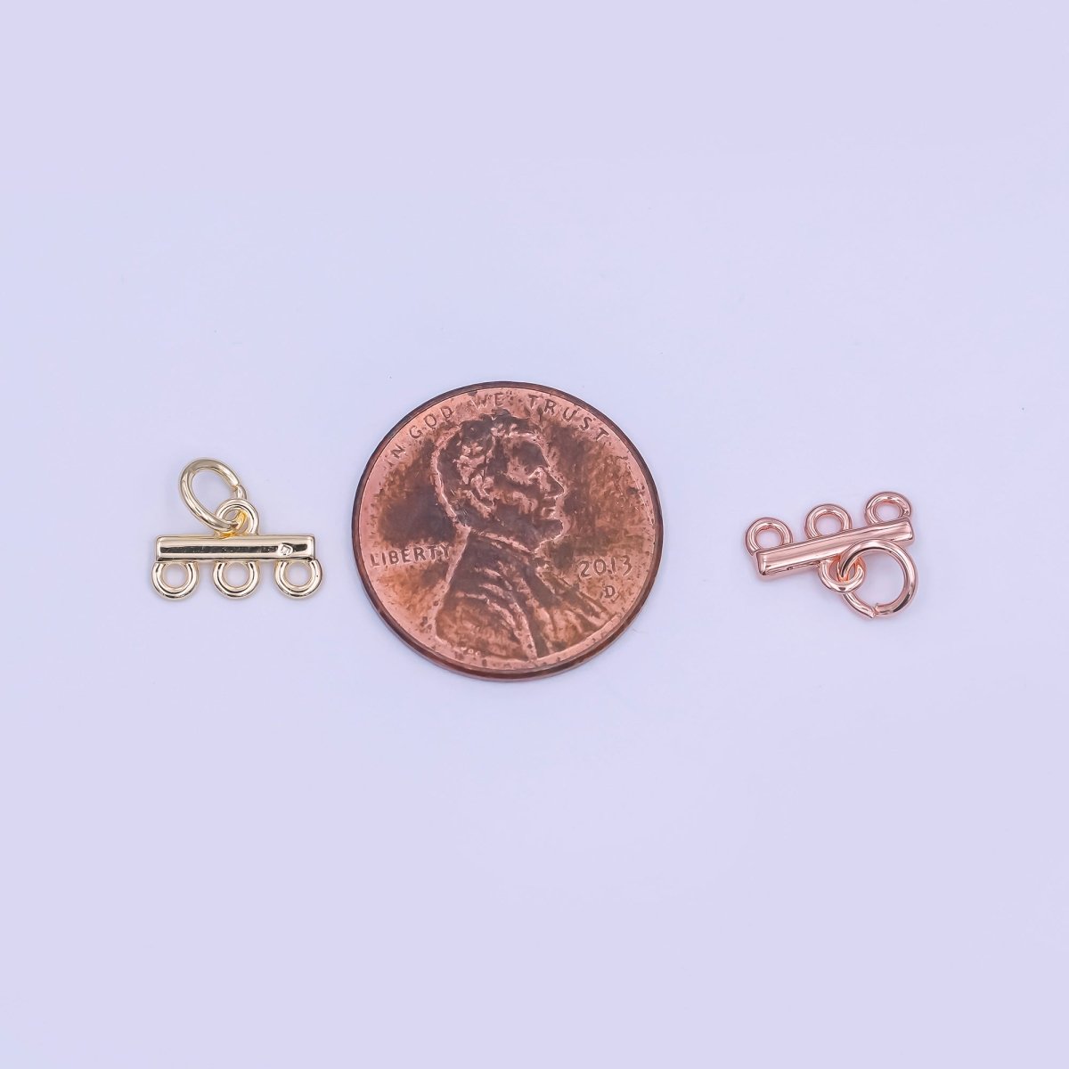24K Gold Filled Triple Loop Drop Charm Bar Findings in Gold, Silver & Rose Gold | Z1149 Z1150 - DLUXCA