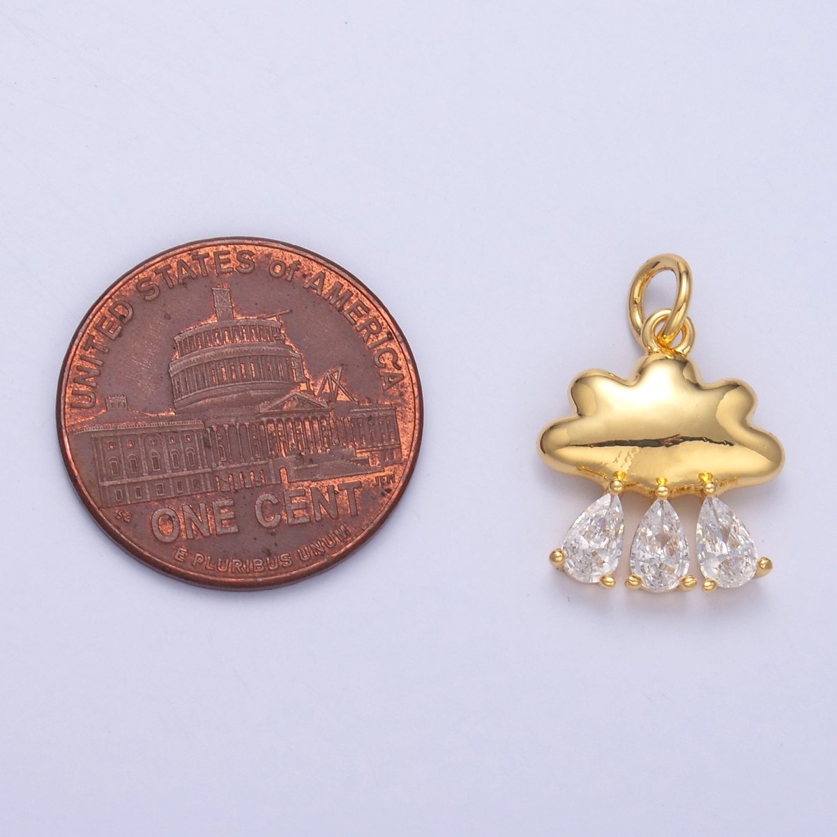 24K Gold Filled Triple Raindrop CZ Cloud Charm in Gold & Silver | C057 - DLUXCA