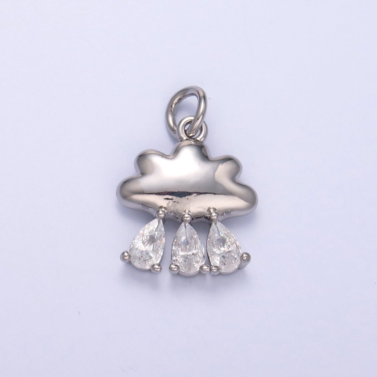 24K Gold Filled Triple Raindrop CZ Cloud Charm in Gold & Silver | C057 - DLUXCA
