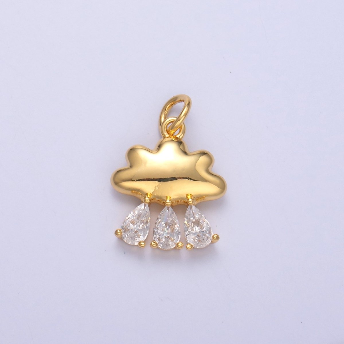 24K Gold Filled Triple Raindrop CZ Cloud Charm in Gold & Silver | C057 - DLUXCA
