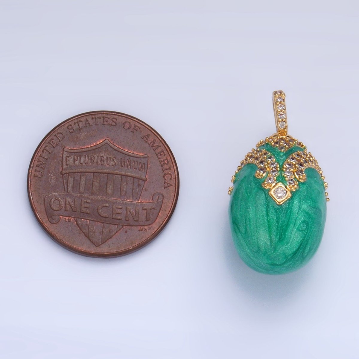 24K Gold Filled Turquoise Enamel Micro Paved CZ Solitaire Pendant | AA1015 - DLUXCA