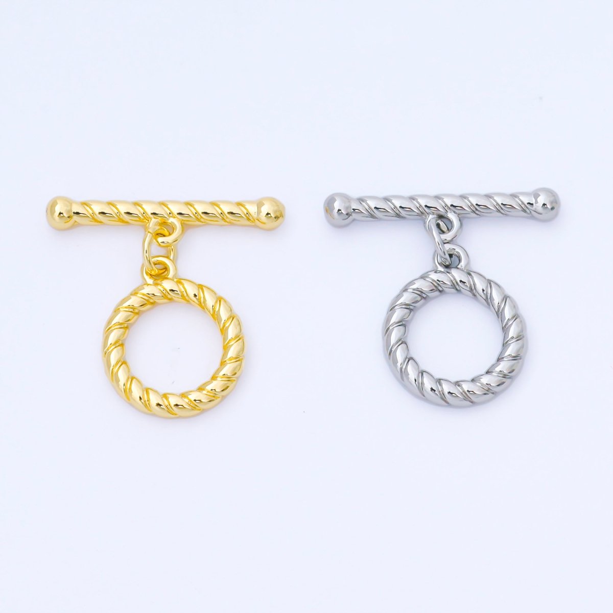 24K Gold Filled Twisted Rope Toggle Clasp OT Clasp Finding in Gold & Silver | Z1490 - DLUXCA