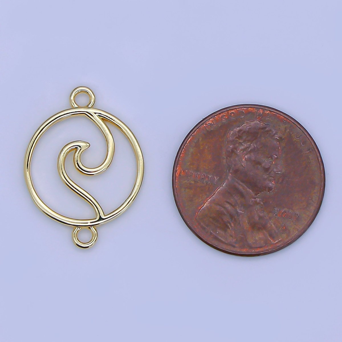 24K Gold Filled Water Tribe Wave Sign Emblem Connector | Y - 016 - DLUXCA