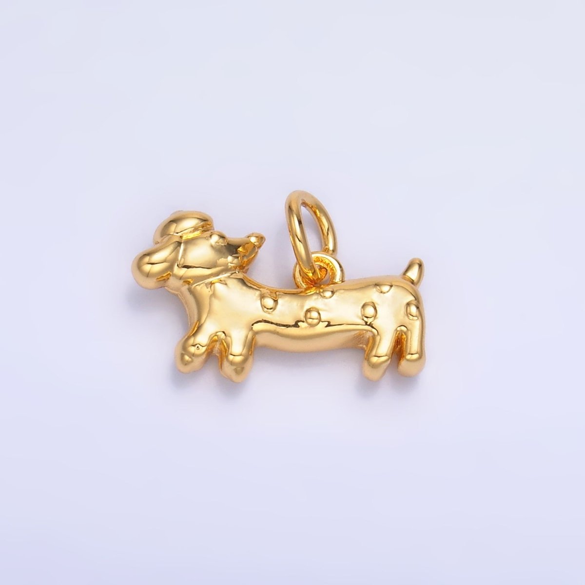 24K Gold Filled Weiner Dachshund Dog Charm in Gold & Silver | W876 - DLUXCA