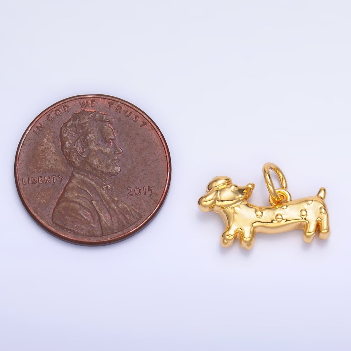24K Gold Filled Weiner Dachshund Dog Charm in Gold & Silver | W876 - DLUXCA