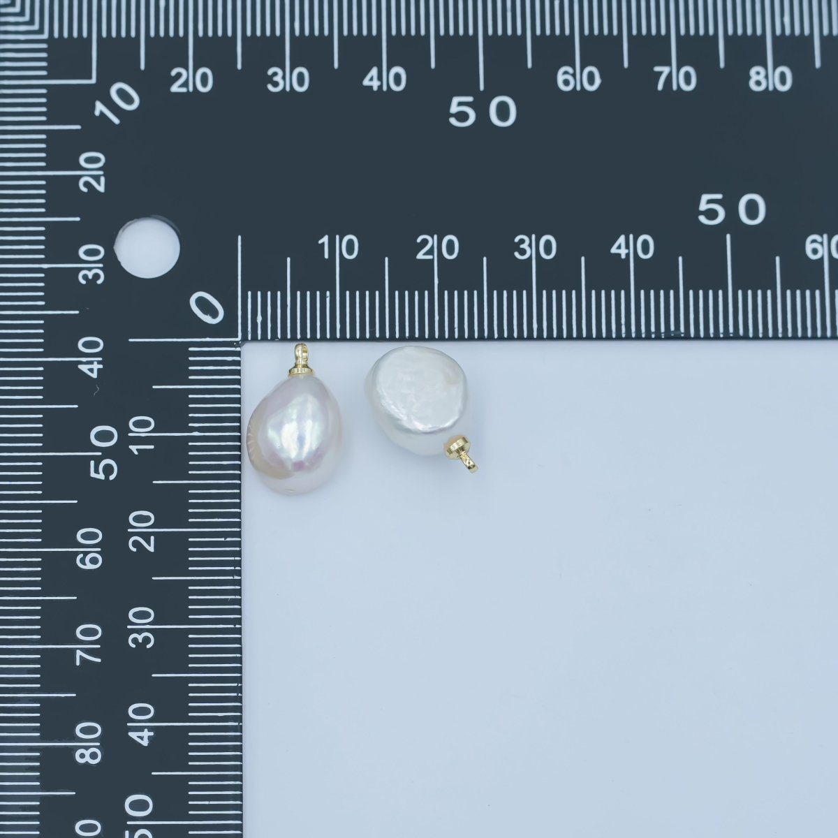 24K Gold Filled White Button Freshwater Pearl Charm | P1644 - DLUXCA