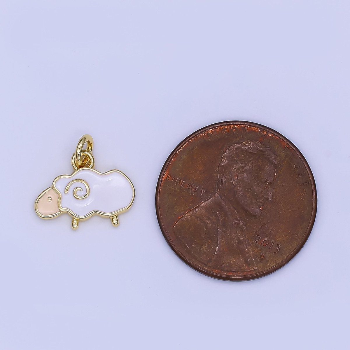 24K Gold Filled White Enamel Sheep Lamb Charm | N1723 - DLUXCA