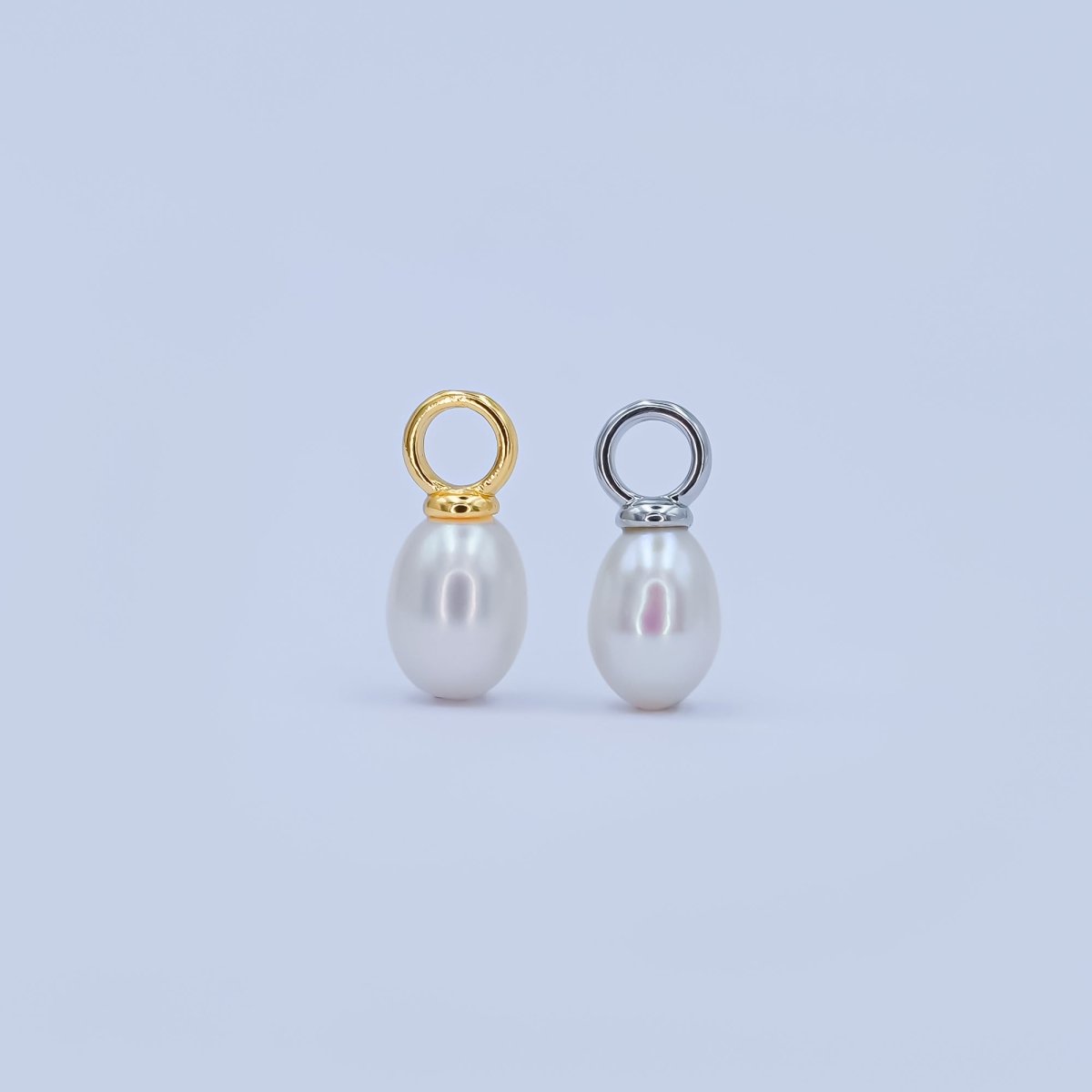 24K Gold Filled White Freshwater Pearl Drop Pendant in Gold & Silver | P1565 - DLUXCA
