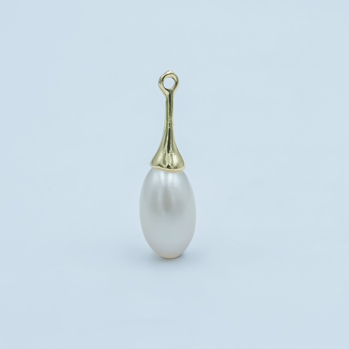 24K Gold Filled White Freshwater Pearl Linear Molten Pendant Bail | P1767 - DLUXCA