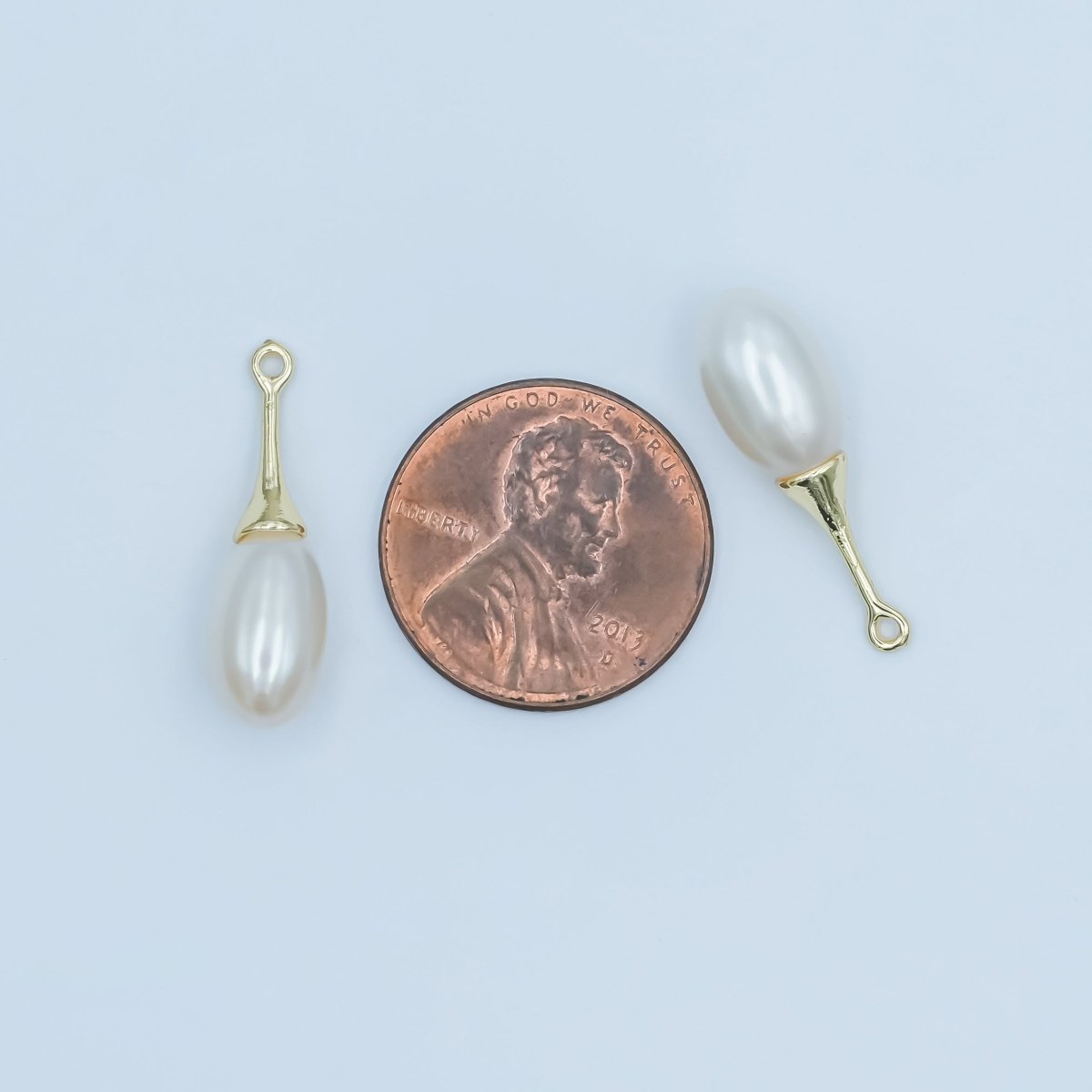 24K Gold Filled White Freshwater Pearl Linear Molten Pendant Bail | P1767 - DLUXCA