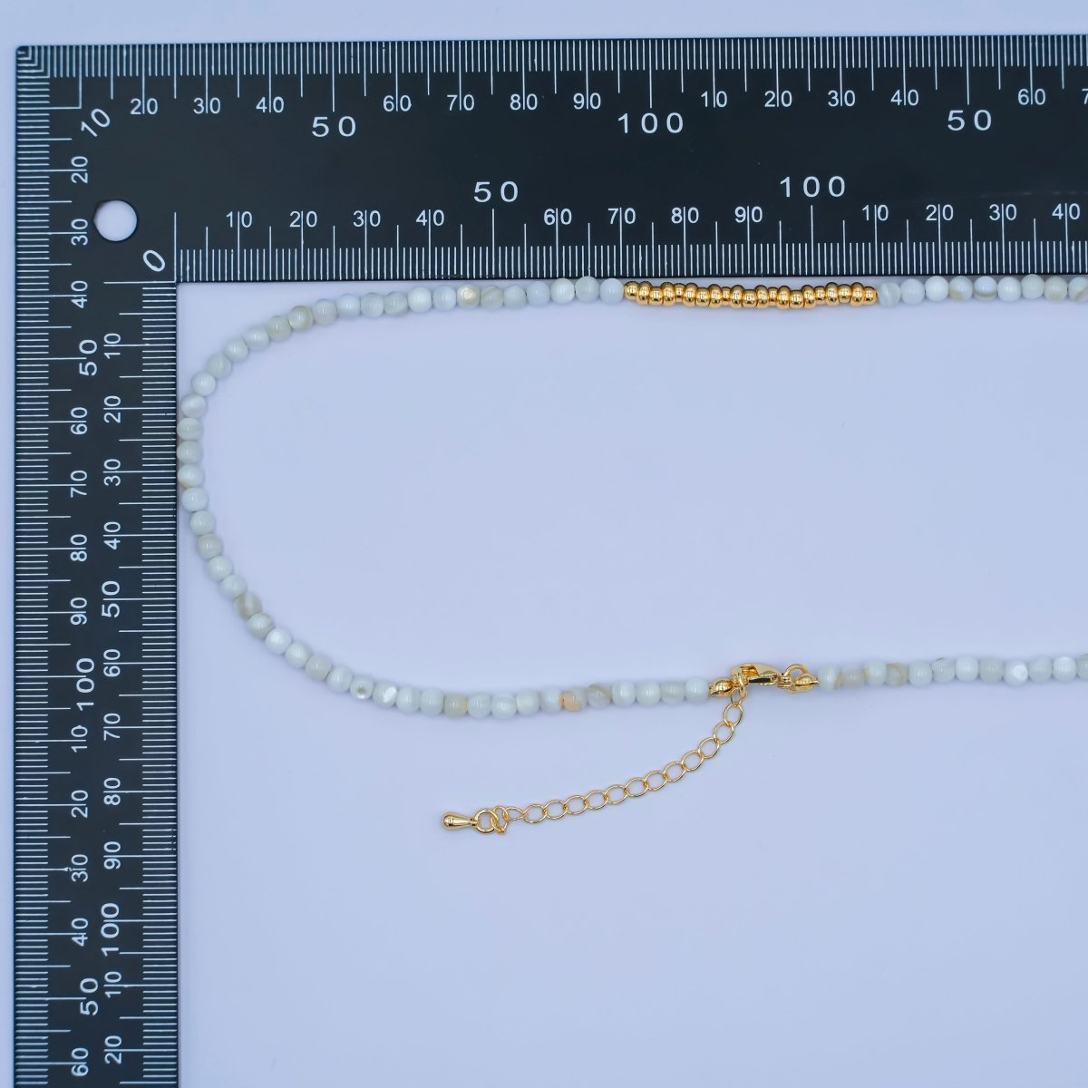 24K Gold Filled White Gemstone Bead 17 Inch Necklace | WA - 2968 - DLUXCA