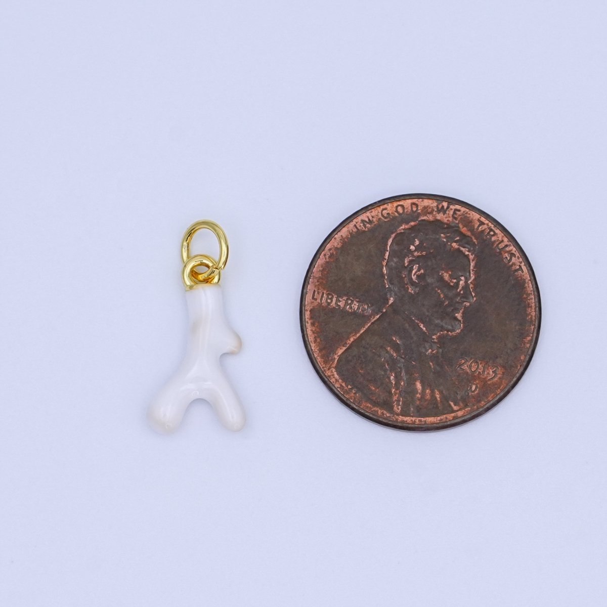 24K Gold Filled White Geometric Coral Reef Enamel Charm | AF452 - DLUXCA