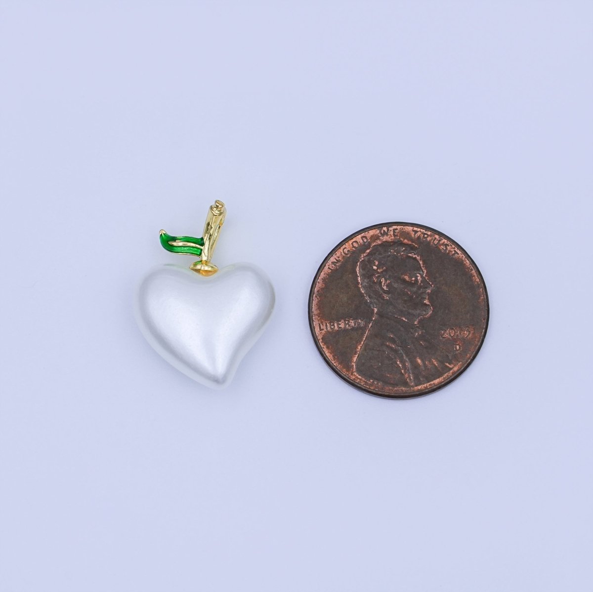 24K Gold Filled White Heart Apple Fruit Pendant | AH417 - DLUXCA