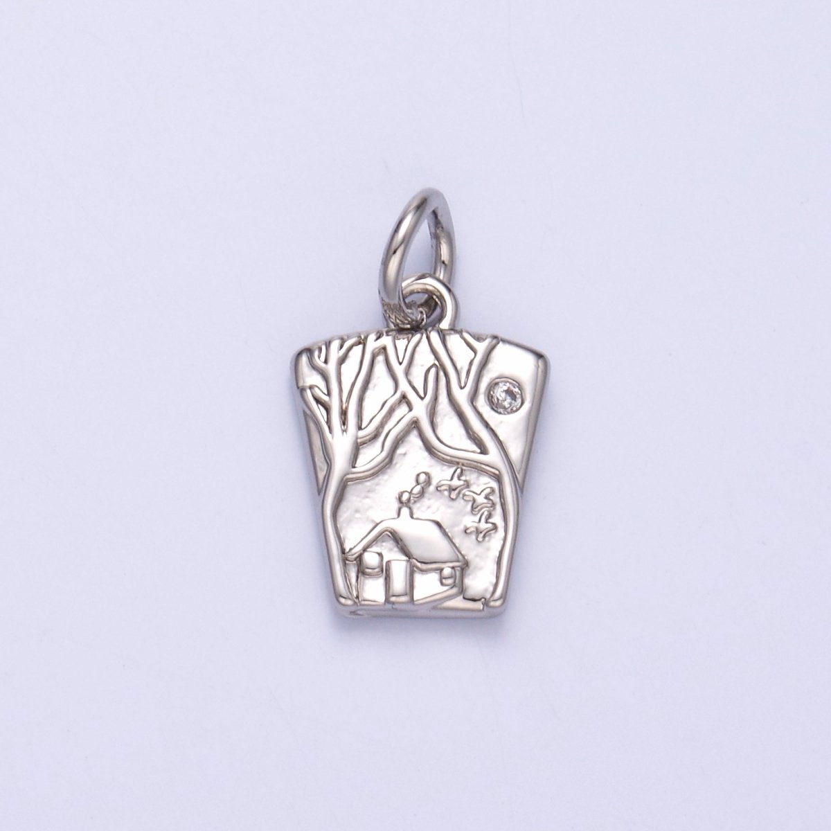 24K Gold Filled Wooden Cabin House in Forest Charm in Gold & Silver | N009 - DLUXCA