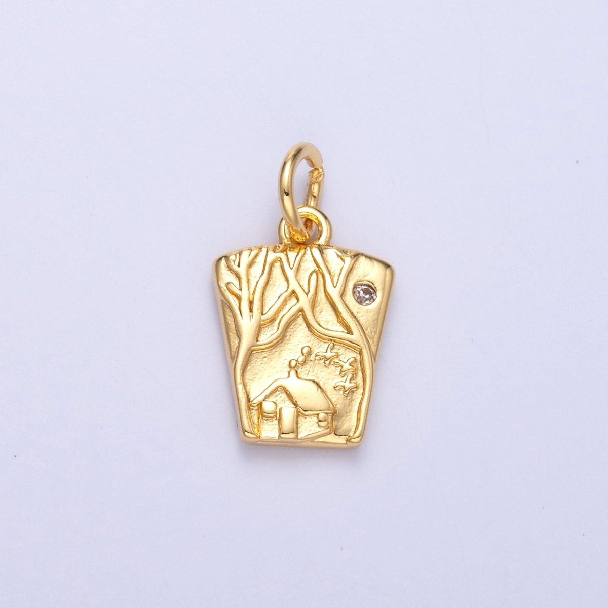 24K Gold Filled Wooden Cabin House in Forest Charm in Gold & Silver | N009 - DLUXCA