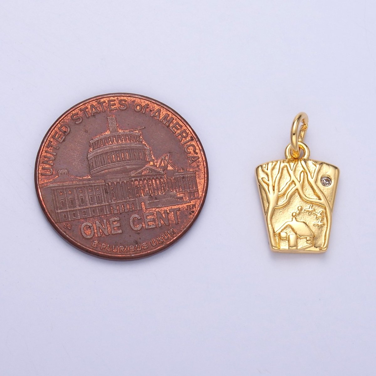 24K Gold Filled Wooden Cabin House in Forest Charm in Gold & Silver | N009 - DLUXCA